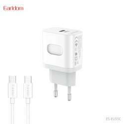 Блок питание USB Type C (сеть) Earldom ES-EU55 C-C с кабелем для Type C-Type C, 20W, белый