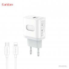 Блок питание USB Type C (сеть) Earldom ES-EU55 C-L с кабелем для Type C- Lightning, 20W, белый