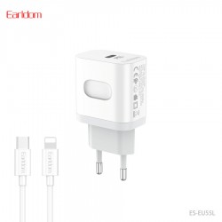 Блок питание USB Type C (сеть) Earldom ES-EU55 C-L с кабелем для Type C- Lightning, 20W, белый