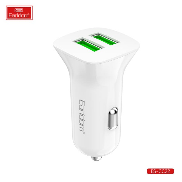 Купить Блок питание USB (авто) Earldom ES-CC22, 2USB выхода, белый - 00-00050342 оптом