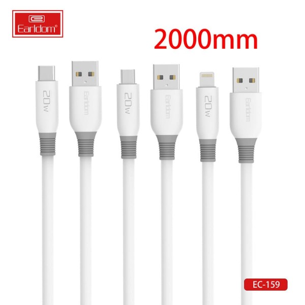 Купить USB кабель Earldom EC-159C для Type C, 20W, (длина 2м) белый - 00-00048910 оптом