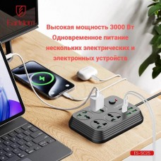 Удлинитель Earldom ES-SC25 EU, 4 розетки+4USB+2Type C PD,3.1A (3000W)