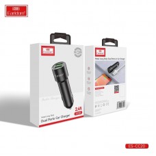 Блок питание USB (авто) Earldom ES-CC20, удлиненный корпус, 2USB выхода, серебро