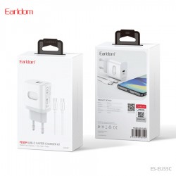 Блок питание USB Type C (сеть) Earldom ES-EU55 C-C с кабелем для Type C-Type C, 20W, белый
