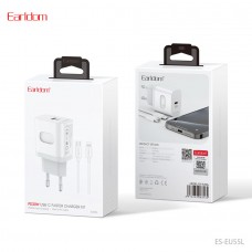 Блок питание USB Type C (сеть) Earldom ES-EU55 C-L с кабелем для Type C- Lightning, 20W, белый