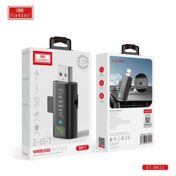 Купить Ресивер Bluetooth для музыки Earldom ET-BR11, (USB, AUX,microSD,микрофон) - 00-00054736 оптом