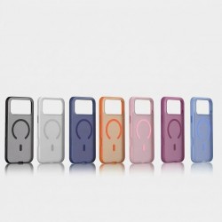 Накладка NEW пластиковая Magsafe с силиконовыми краями для iPhone 15 Pro Max прозрачно-матовая, черный