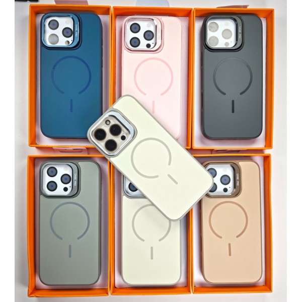 Купить Накладка для iPhone 16 Pro , Magsafe, пластик+силиконовые края, подставка-окошко, розовый - 00-00060479 оптом