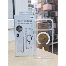 Накладка Space для iPhone 17 , Magsafe пластик+силиконовые края, прозрачный