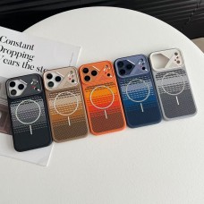 Накладка пластиковая с силиконовыми краями Magsafe для iPhone 16 Pro Max "Карбон", оранжевый