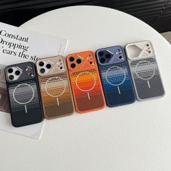 Накладка пластиковая с силиконовыми краями Magsafe для iPhone 16 Pro Max "Карбон", оранжевый