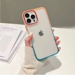 Накладка с силиконовыми краями для iPhone 13 двухцветка, бирюзово-оранжевый