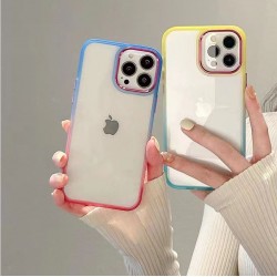 Накладка с силиконовыми краями для iPhone 13 Pro двухцветка, бирюзово-желтый