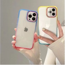 Накладка с силиконовыми краями для iPhone 12 Pro Max (6.7) двухцветка, бирюзово-желтый