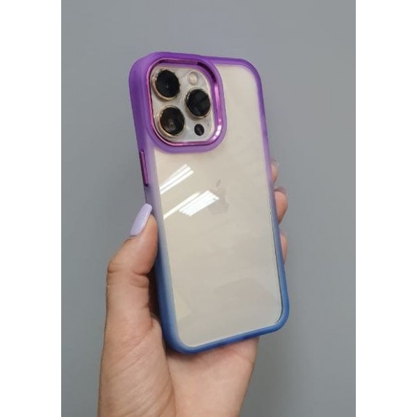 Купить Накладка с силиконовыми краями для iPhone 12 Pro Max (6.7) двухцветка, малиново-синий - 00-00048518 оптом