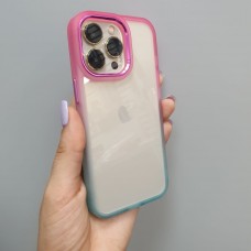 Накладка с силиконовыми краями для iPhone 12 Pro Max (6.7) двухцветка, зелено-малиновый