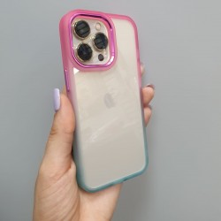Накладка с силиконовыми краями для iPhone 13 двухцветка, зелено-малиновый