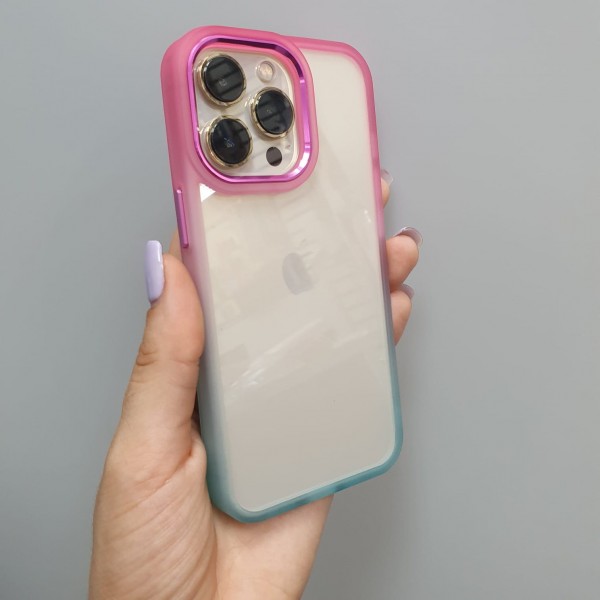 Купить Накладка с силиконовыми краями для iPhone 12 Pro Max (6.7) двухцветка, зелено-малиновый - 00-00048531 оптом