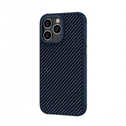 Накладка карбон с бархатом внутри для iPhone 13 Pro Max, синий