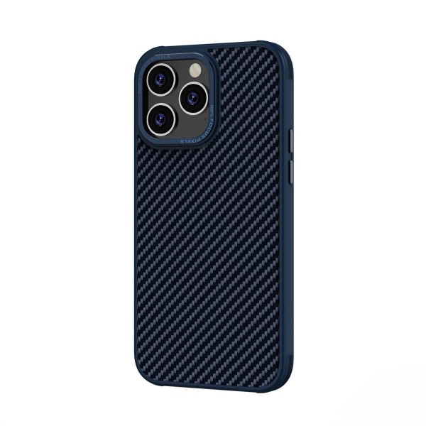 Купить Накладка карбон с бархатом внутри для iPhone 13 Pro Max, синий - 00-00055014 оптом