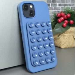 Накладка силиконовая "Липпер" (присоска) с бархатом внутри для iPhone 14 (6.1), темно-синий