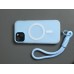Купить Накладка силиконовая матовая Magsafe с бархатом внутри + шнурок для iPhone 13/14 (6.1), голубой - 00-00060228 оптом
