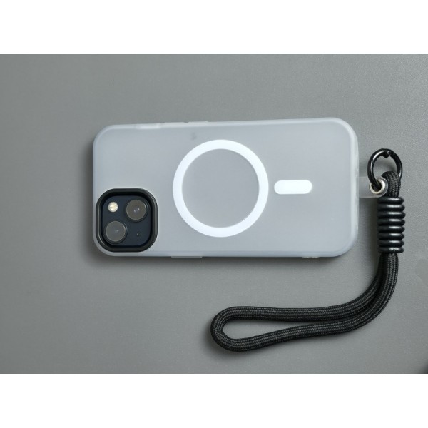 Купить Накладка силиконовая матовая Magsafe с бархатом внутри + шнурок для iPhone 16 Pro, серый - 00-00060287 оптом