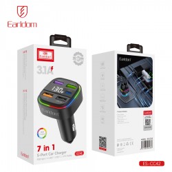 Блок питание USB (авто) Earldom ES-CC42 (3.1A), (4USB выхода + USB- C), черный