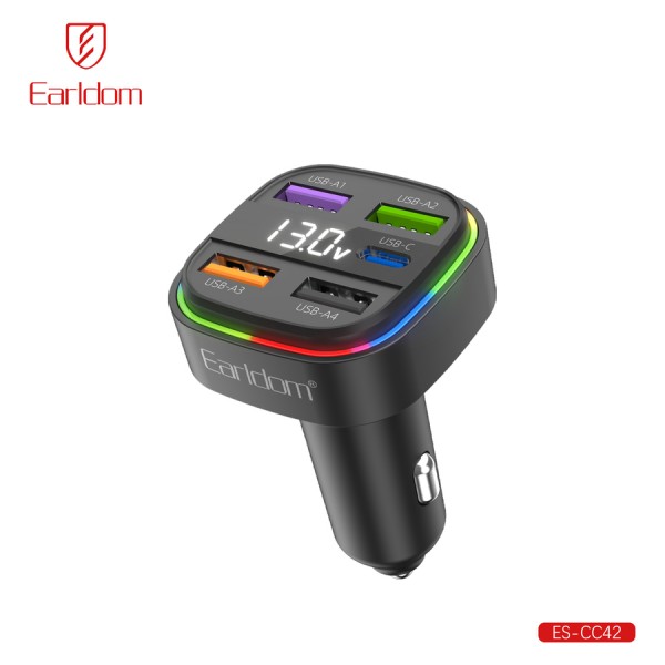 Купить Блок питание USB (авто) Earldom ES-CC42 (3.1A), (4USB выхода + USB- C), черный - 00-00059559 оптом