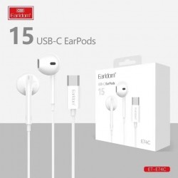 Наушники EarPods Earldom ET-E74 внутриканальные с микрофоном, разьем USB-C, белый