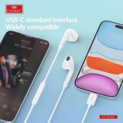 Наушники EarPods Earldom ET-E74 внутриканальные с микрофоном, разьем USB-C, белый