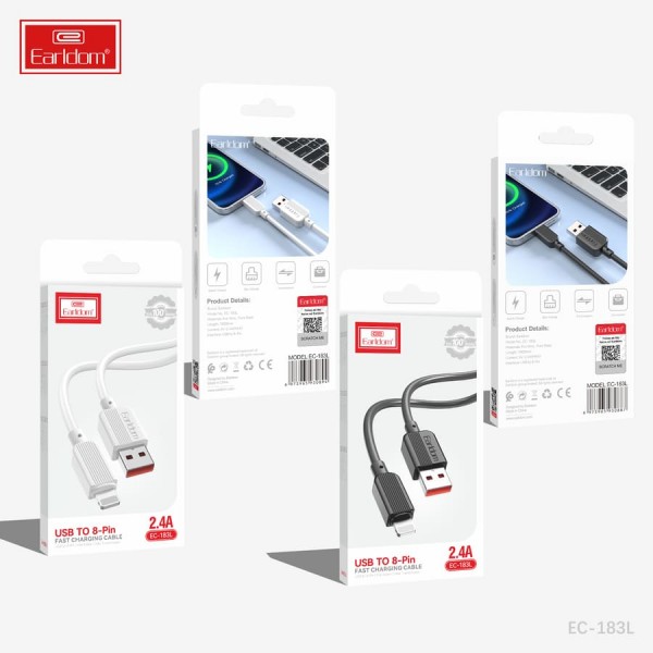 Купить USB кабель Earldom EC-183IOS для Lighting, 2.4A, черный - 00-00054448 оптом