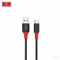 USB кабель Earldom EC-186C для Type C, 2.4A,нейлон, черный