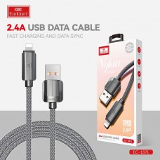 USB кабель Earldom EC-187L для Lighting, 2.4A,нейлон, черный