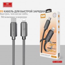 USB кабель Earldom EC-194 C-I Type C - Lighting,30W, тканевая оплетка, (длинна 3м), черный