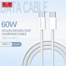 USB кабель Earldom EC-196 C-C Type C - Type C, 60W,нейлон,(длина 1 метр) белый