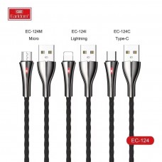 USB кабель Earldom EC-124C для Type C, 2.4A, нейлоновая оплетка, черный USB кабель Earldom EC-124C для Type C, 2.4A, нейлоновая оплетка, черный