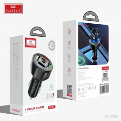 Блок питание USB (авто) Earldom ES-CC32 3.1A, 4USB выхода, черный