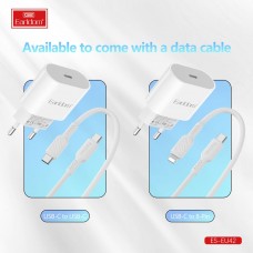 Блок питание USB Type C (сеть) Earldom ES-EU42 C-C с кабелем для Type C-Type C, 18W, белый
