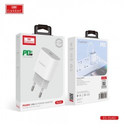 Блок питание USB Type C (сеть) Earldom ES-EU42 C-C с кабелем для Type C-Type C, 18W, белый