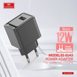 Блок питание USB (сеть) Earldom ES-EU43L 2.4A(12W), с кабелем для Lighting, черный