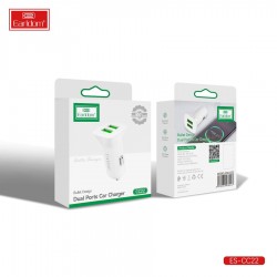 Блок питание USB (авто) Earldom ES-CC22 с кабелем для micro, 2USB выхода, белый
