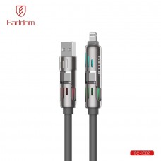 USB кабель Earldom EC-IC02 4в1 ,USB/ Type C - Type C/iPhone, 240W, (1,2метра) черный