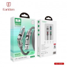 USB кабель Earldom EC-IC02 4в1 ,USB/ Type C - Type C/iPhone, 240W, (1,2метра) черный