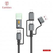 USB кабель Earldom EC-IC03 6в1 ,USB/ Type C - Type C/iPhone+мини фонарик, 60W, (1,2метра) черный