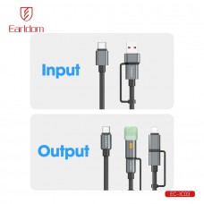 USB кабель Earldom EC-IC03 6в1 ,USB/ Type C - Type C/iPhone+мини фонарик, 60W, (1,2метра) черный