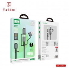 USB кабель Earldom EC-IC03 6в1 ,USB/ Type C - Type C/iPhone+мини фонарик, 60W, (1,2метра) черный