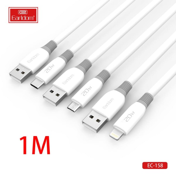 Купить USB кабель Earldom EC-158C для Type C, 20W, белый - 00-00048913 оптом