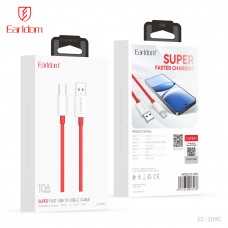 USB кабель Earldom EC-209C для Type C, быстрая зарядка, 10А , красный