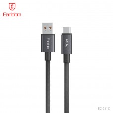USB кабель Earldom EC-211C для Type C, 120W (6A), нейлоновая оплетка, черный